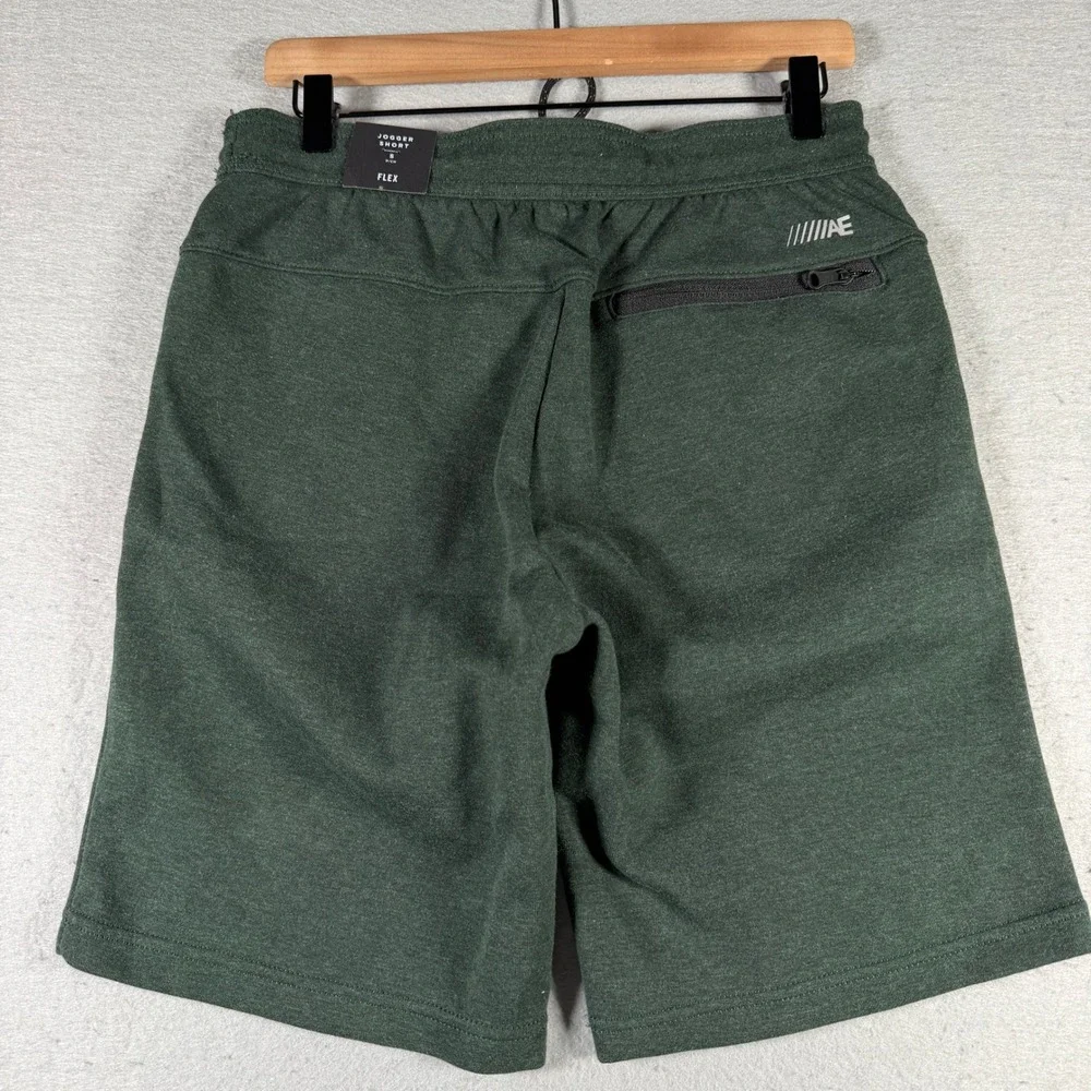 American‎ Eagle Mens Flex Jogger Shorts Heather Green Zip Pocket Small 013-1130